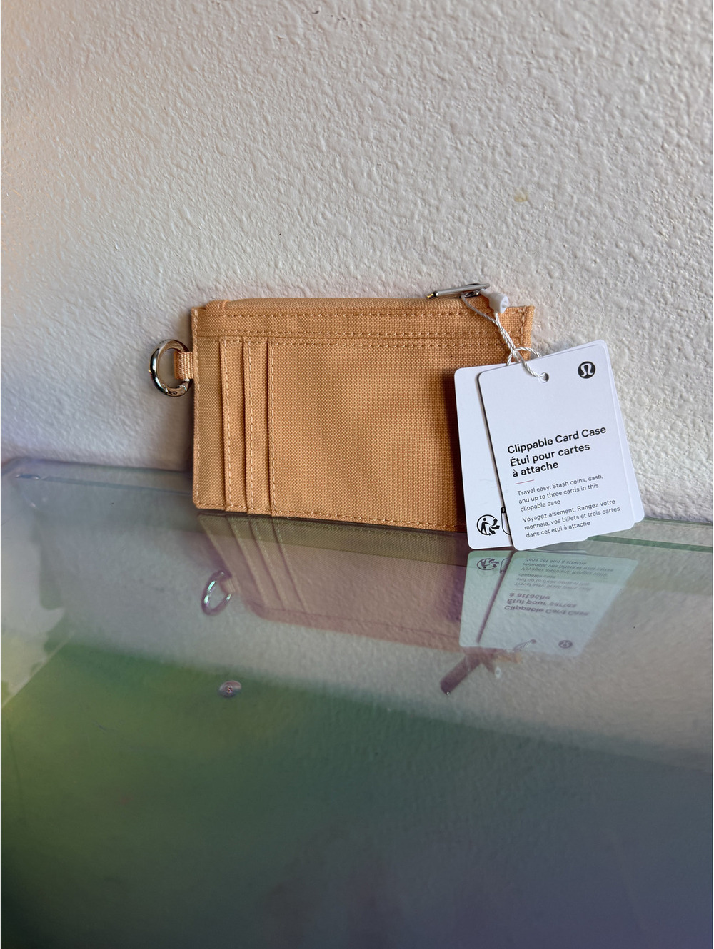 NWT lululemon Clippable Card Case Golden Orange Tan Wallet